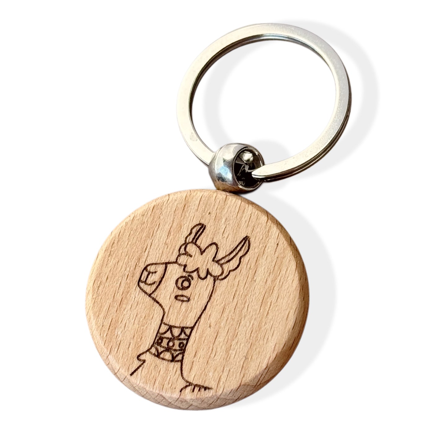 Schlüsselanhänger personalisiert Holz -Lama , Alpaka
