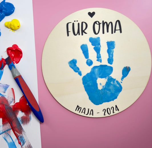 Handabdruck Bild für Oma personalisiert von Enkelkind