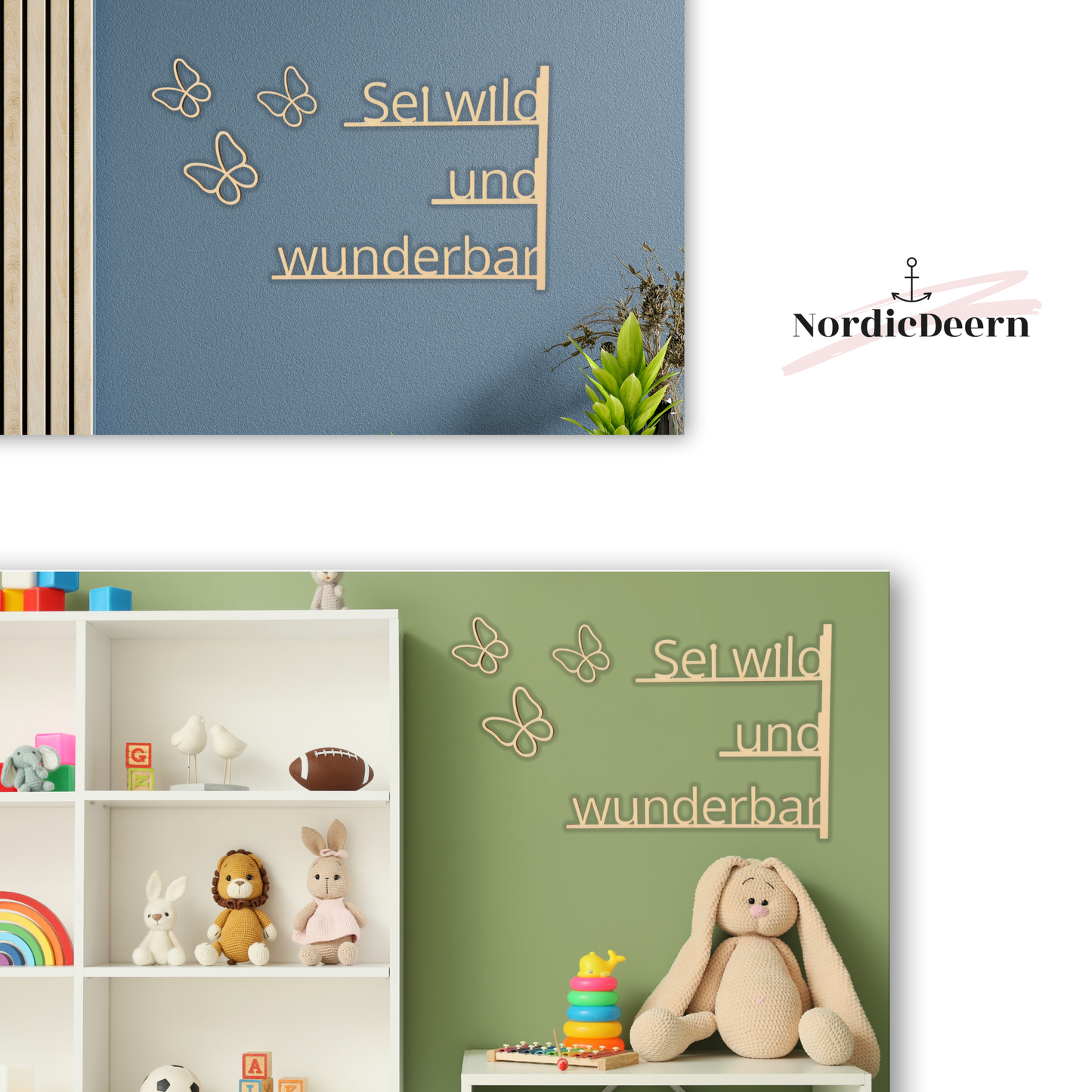 Sei wild und wunderbar - Schriftzug aus Holz - Wanddekoration Sprüche für Kinderzimmer - Nachhaltige Dekoration