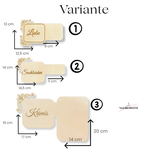 Bücherregal Genre Regal Schild, deutsch , Bibliothek Stil Vintage, aus Holz