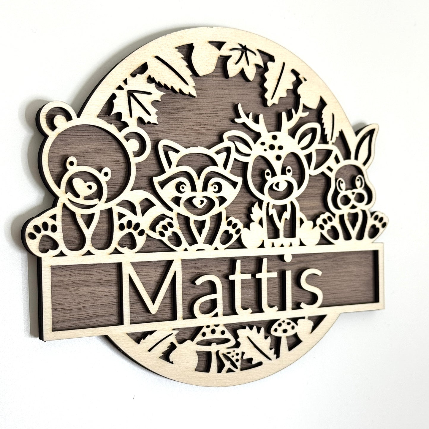 Kinderzimmer Namensschild Waldtiere aus Holz