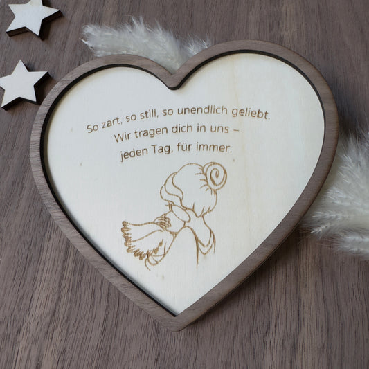 Personalisiertes Herz aus Holz als Erinnerung an ein Sternenkind – Ein stilles Gedenken, Verstorbenes Baby , Fehlgeburt