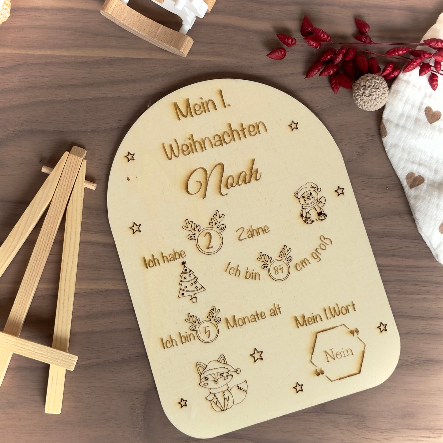 Mein 1. Weihnachten , Meilenstein Schild aus Holz , erstes Weihnachten Schild