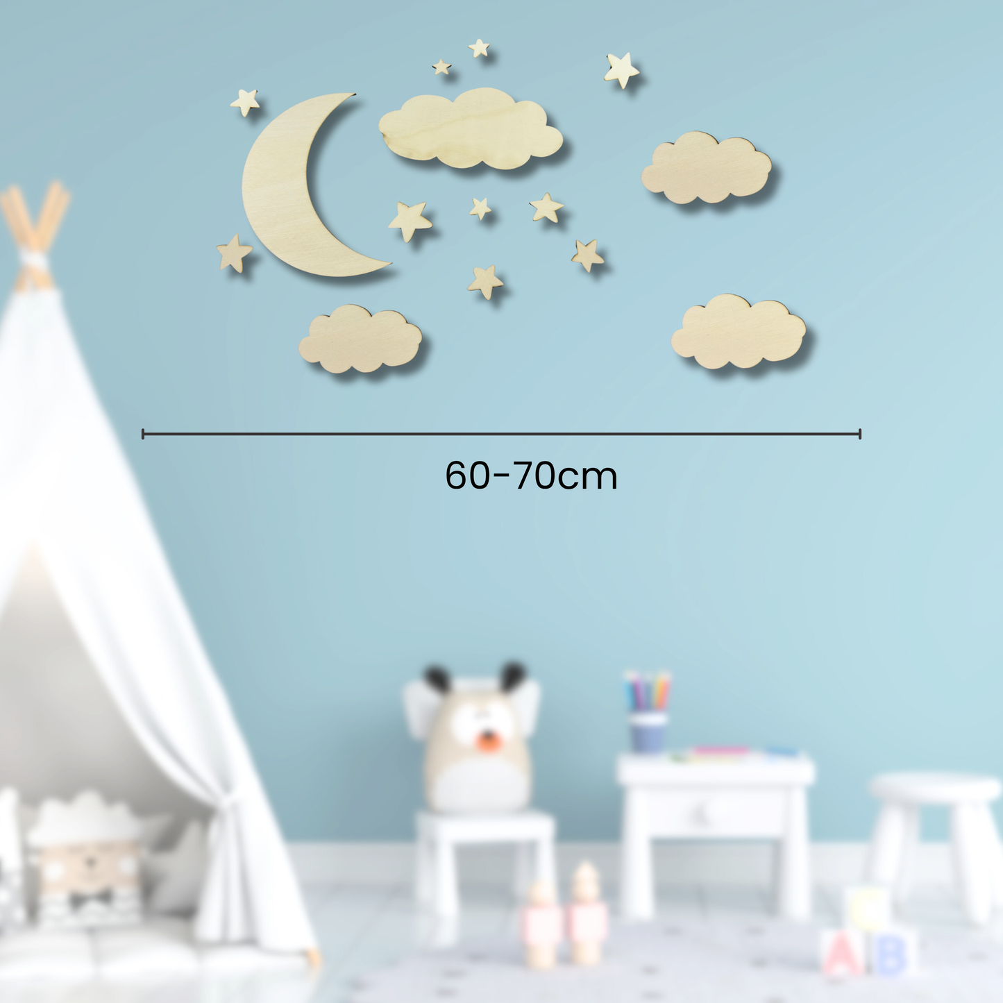 Set Wolken aus Holz | Wand Dekoration Kinderzimmer