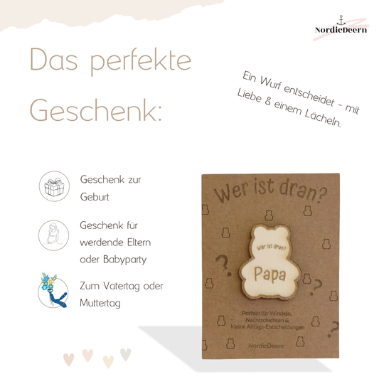 Lustiges Geschenk zur Geburt oder für werdende Eltern - Bär Entscheidungshilfe - Inhalt für Windeltorte