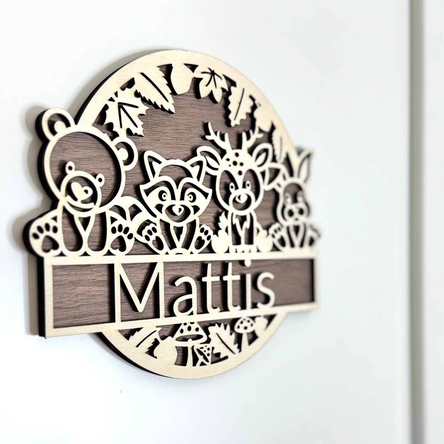 Namensschild Waldtiere aus Holz