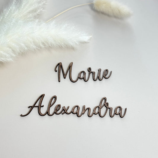 Nussbaum Tischkarten Personalisierte Namensschilder aus Holz – Stilvolle Platzkarten für Hochzeit, Taufe, Geburtstag & Feierlichkeiten Boho Tischdeko und Natur Stil dunkel Walnuss