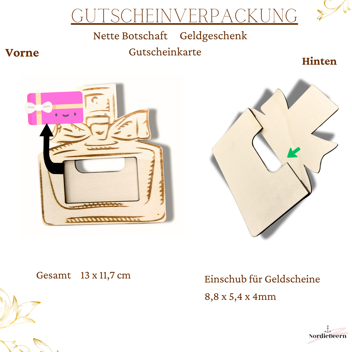 Gutscheinverpackung aus Holz | Parfüm Flakon Geldgeschenk
