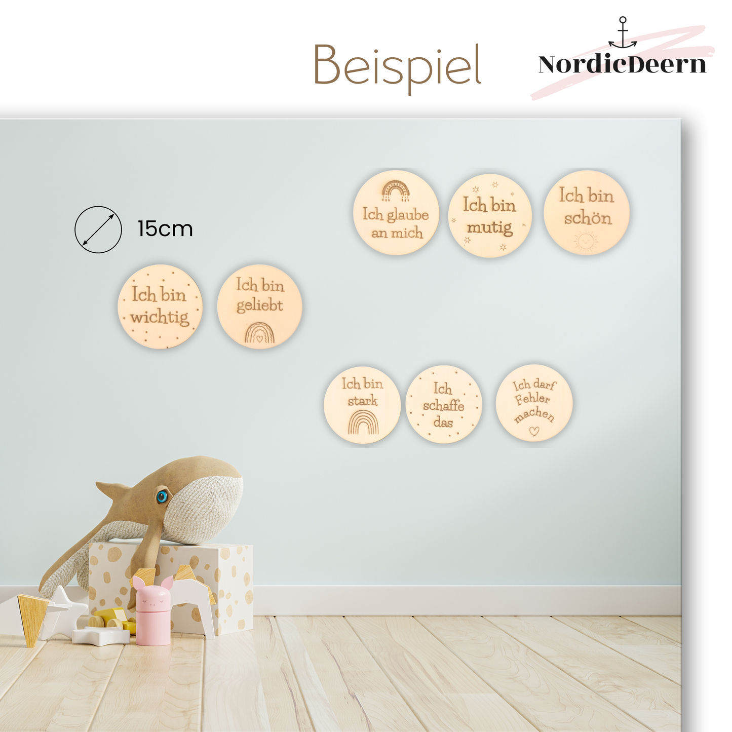 Affirmation Wandbild für Kinderzimmer, Holzschild Positive Gedanken Dekoration Sprüche 1 Stück - Regenbogen Design