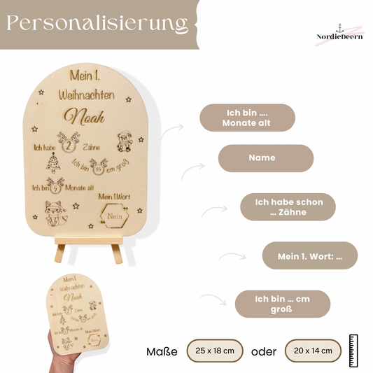 Mein 1. Weihnachten Meilenstein Tafel aus Holz