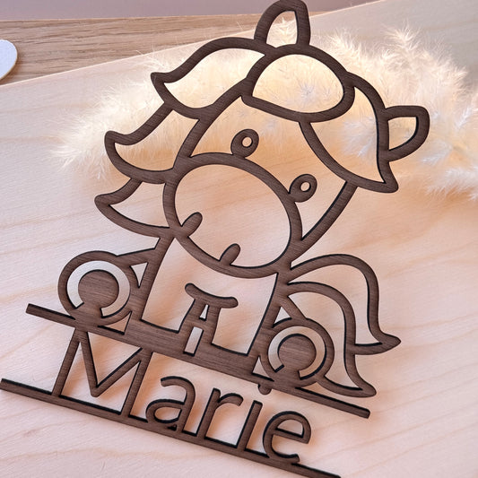 Kinderzimmer Türschild aus Holz, Namensschild Pferd