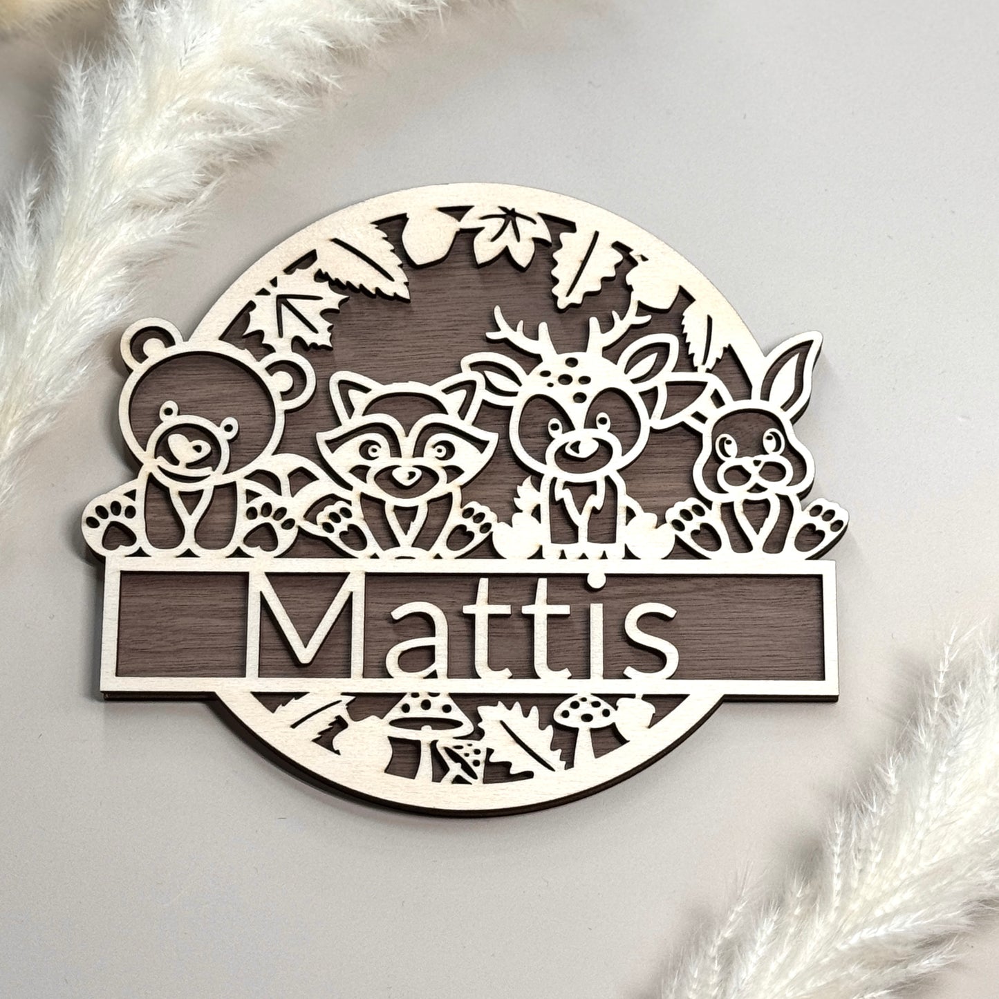 Namensschild Waldtiere aus Holz