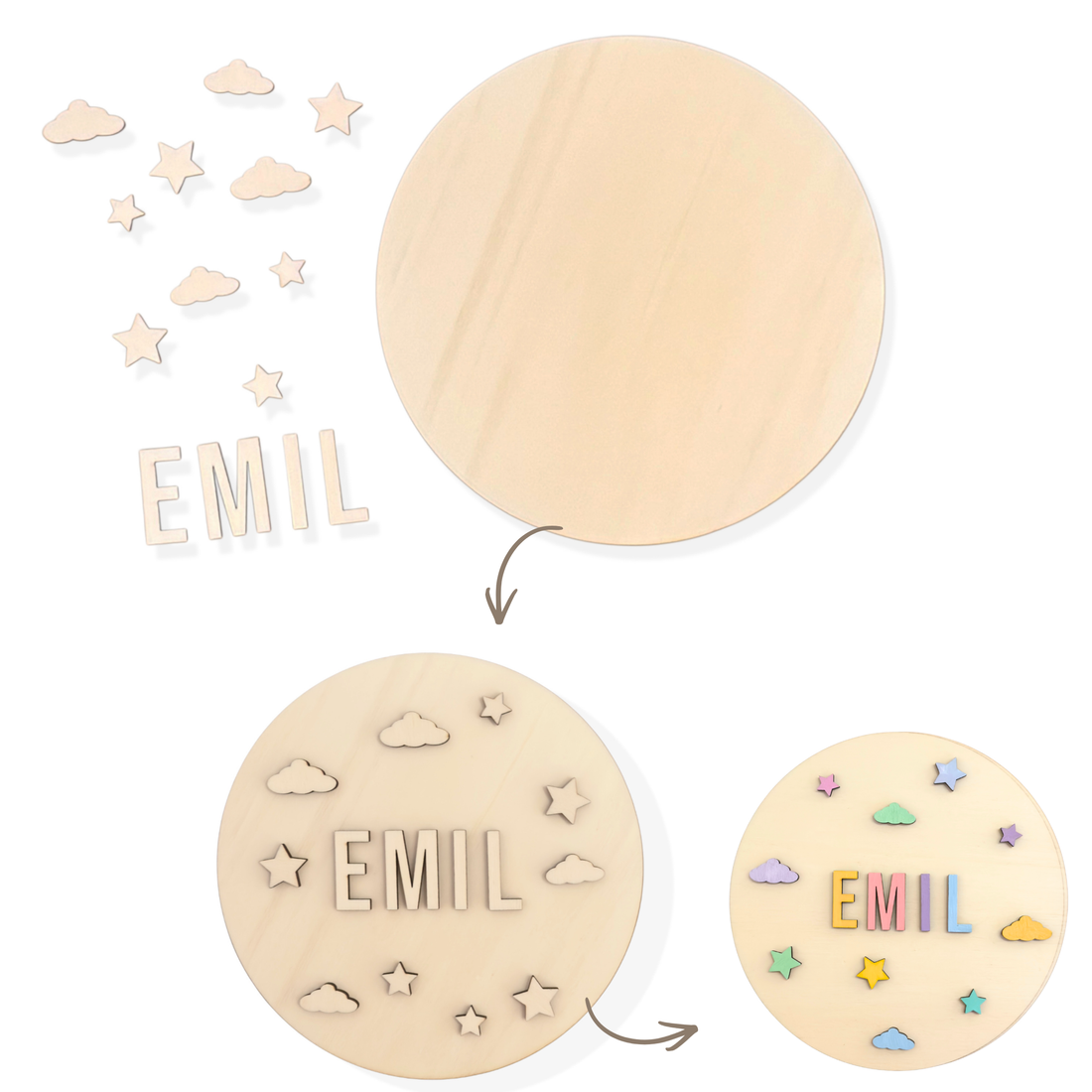DIY Namensschild aus Holz