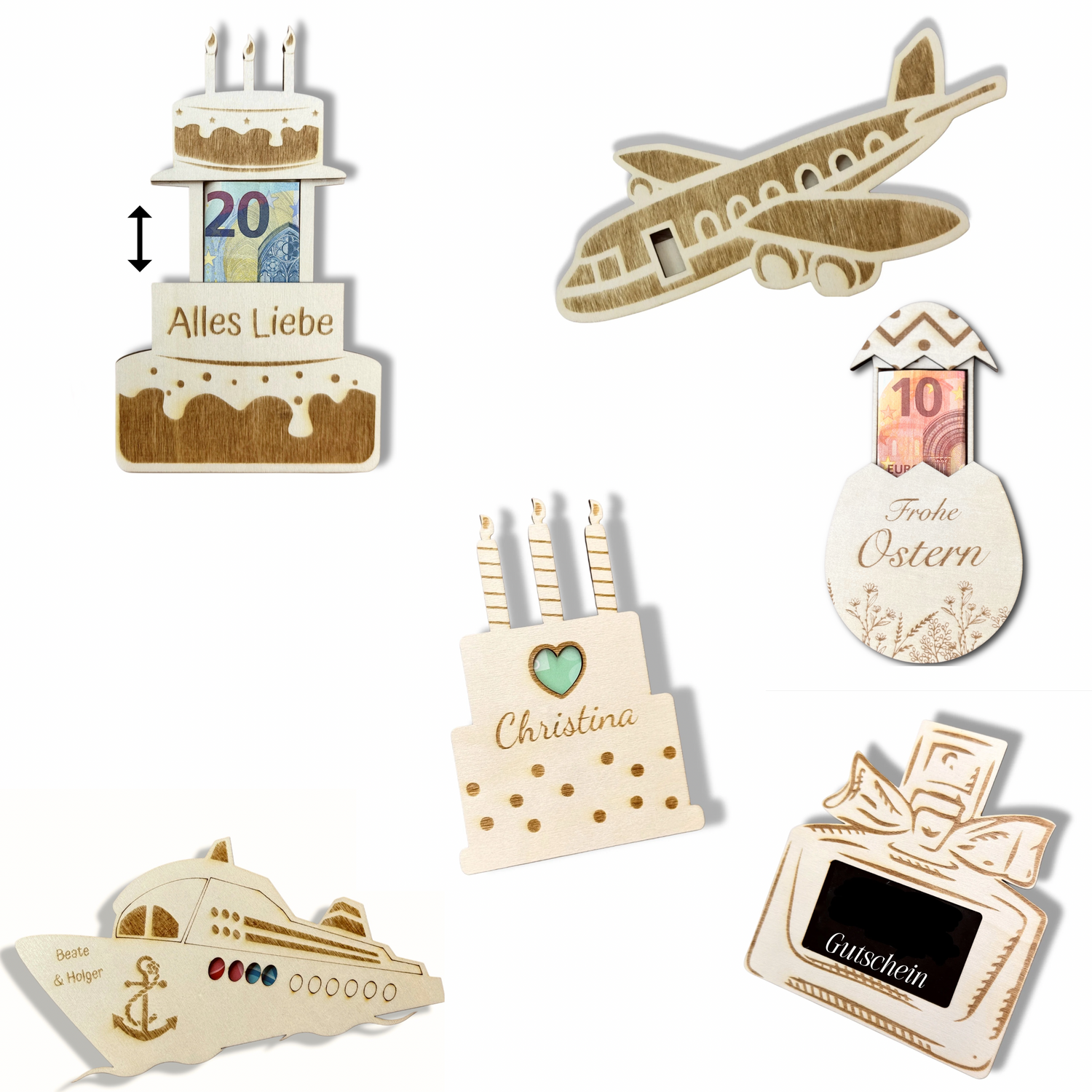 Originelle Geldgeschenke aus Holz – personalisiert, kreativ & handgemacht. Ideal zur Geburt, Taufe, Einschulung, Hochzeit oder zum Geburtstag.
