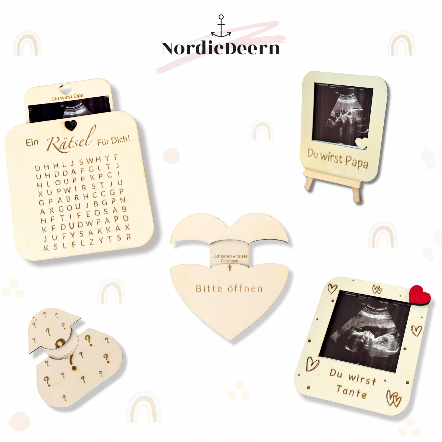 Besondere Ideen zur Schwangerschaftsverkündung – personalisierte Geschenke, Rätsel & Bilderrahmen für das Ultraschall Foto. Handgemacht, emotional & unvergesslich. Du wirst Papa !