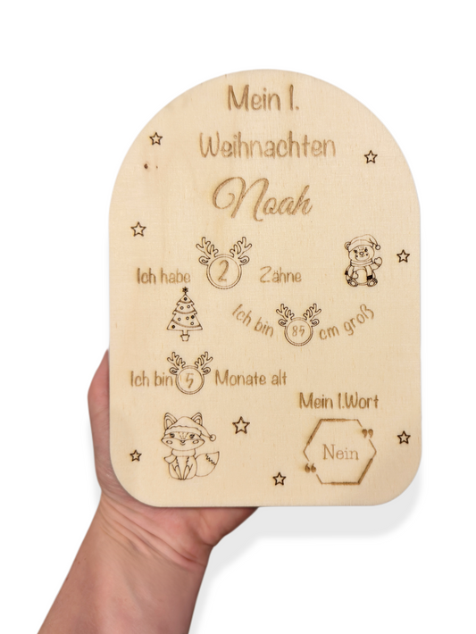 Mein 1. Weihnachten Meilenstein Tafel aus Holz