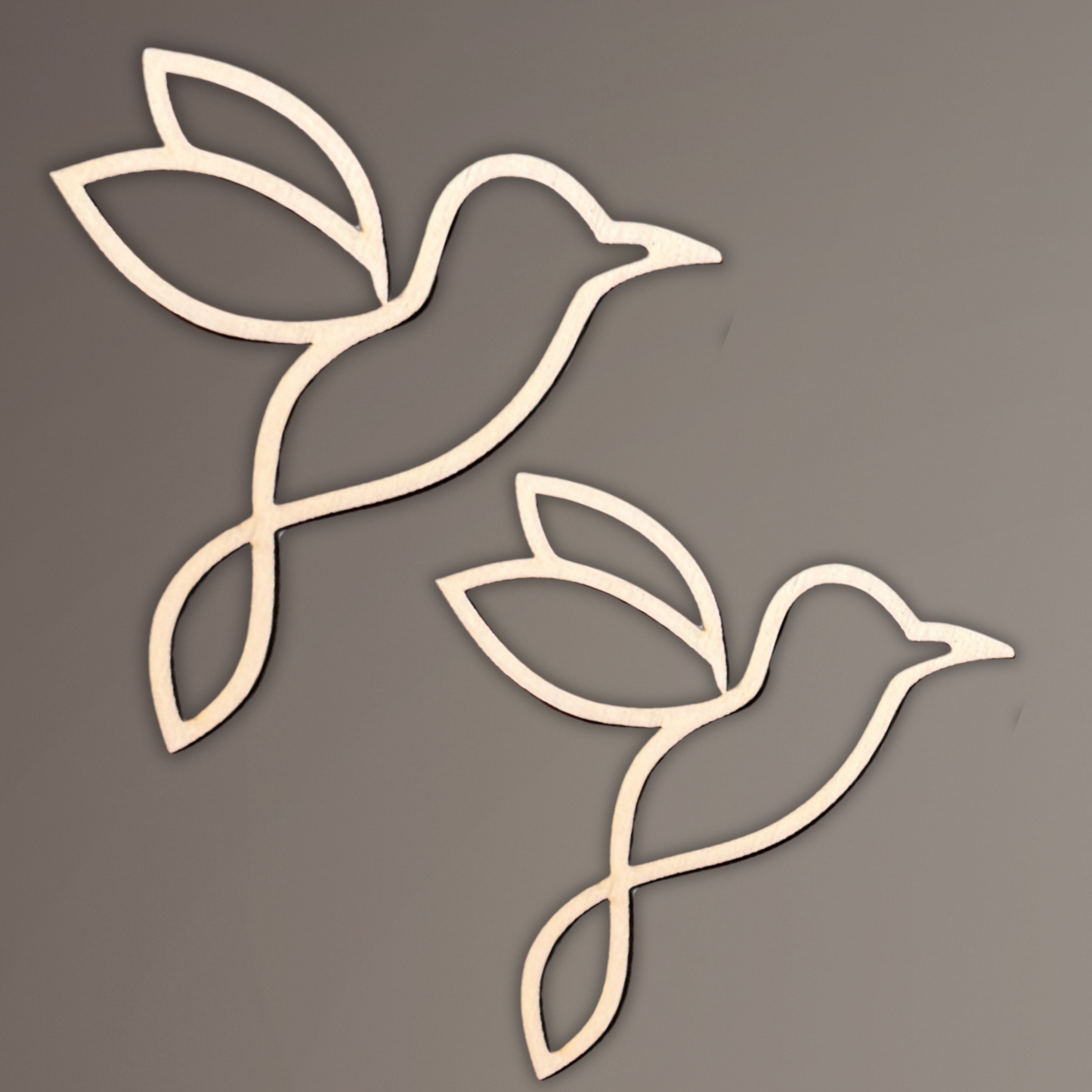Vogel Wanddekoration aus Holz – 2er Set, Line Art Vögel