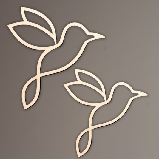 Vogel Wanddekoration aus Holz – 2er Set, Line Art Vögel