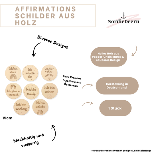 Affirmation Wandbild für Kinderzimmer, Holzschild Positive Gedanken Dekoration Sprüche 1 Stück - Regenbogen Design