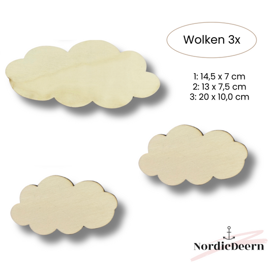 Set Wolken aus Holz | Wand Dekoration Kinderzimmer