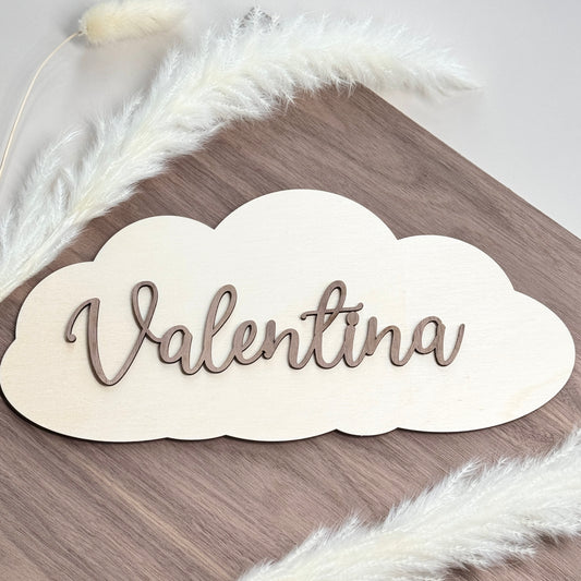Wolke Namensschild Babyzimmer Dekoration aus Holz personalisiert