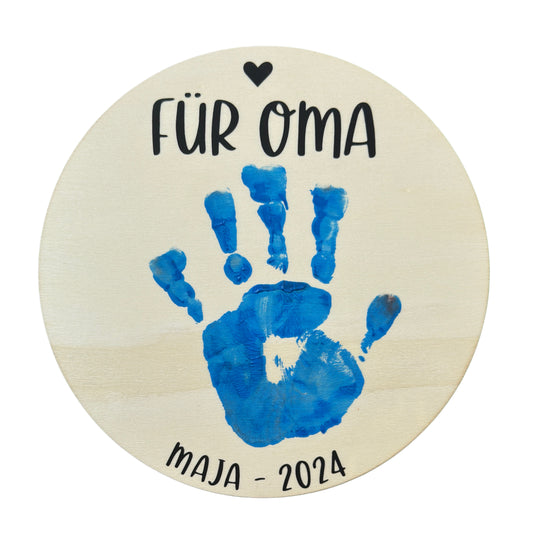 Handabdruck Bild für Oma personalisiert von Enkelkind