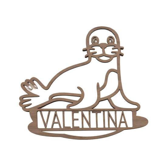 Robbe Namensschild Kinderzimmer Türschild aus Holz, Wandbild Wanddekoration Babyzimmer Maritim / Meer