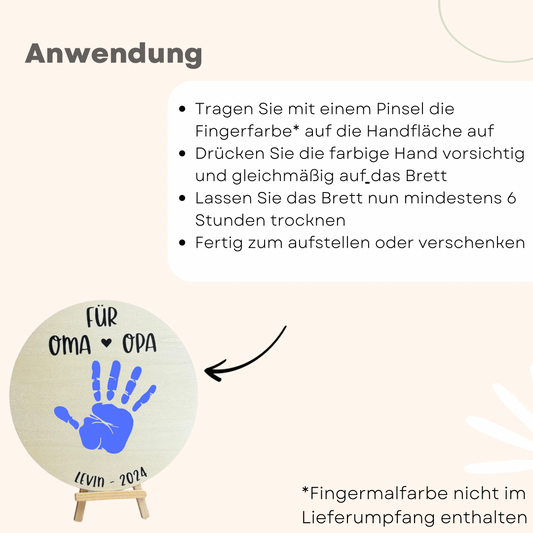 Holzschild für Handabdrücke – Geschenk basteln für Oma und Opa von Enkel zum Geburtstag oder Weihnachten