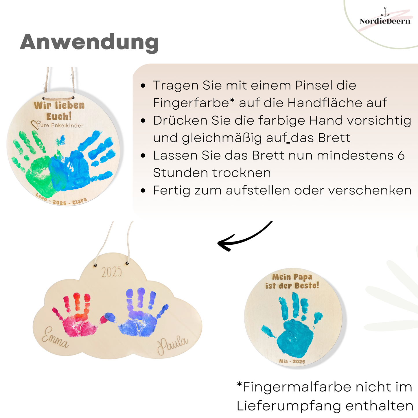 Geschenk für Papa Handabdruck Personalisiertes Holzschild zum Geburtstag und zum Vatertag