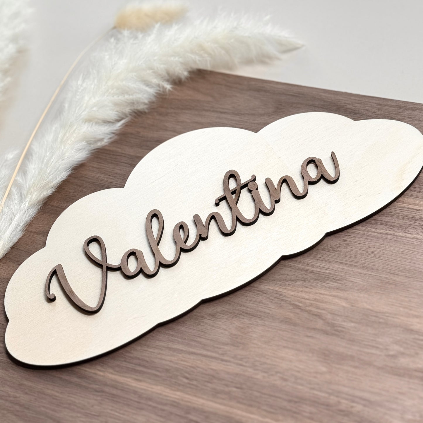 Wolke Namensschild Babyzimmer Dekoration aus Holz personalisiert. Nordicdeern 