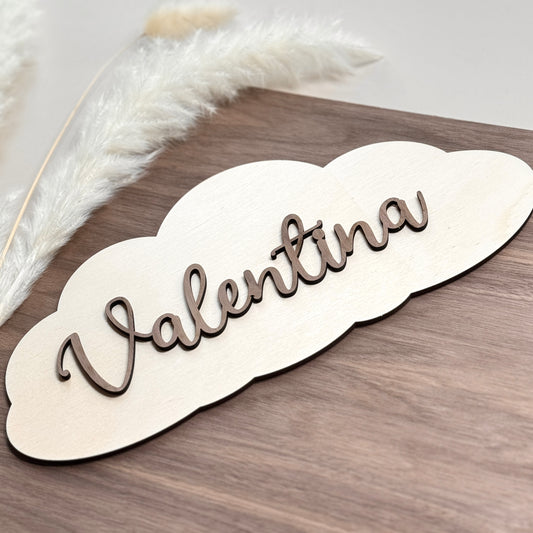 Wolke Namensschild Babyzimmer Dekoration aus Holz personalisiert. Nordicdeern 