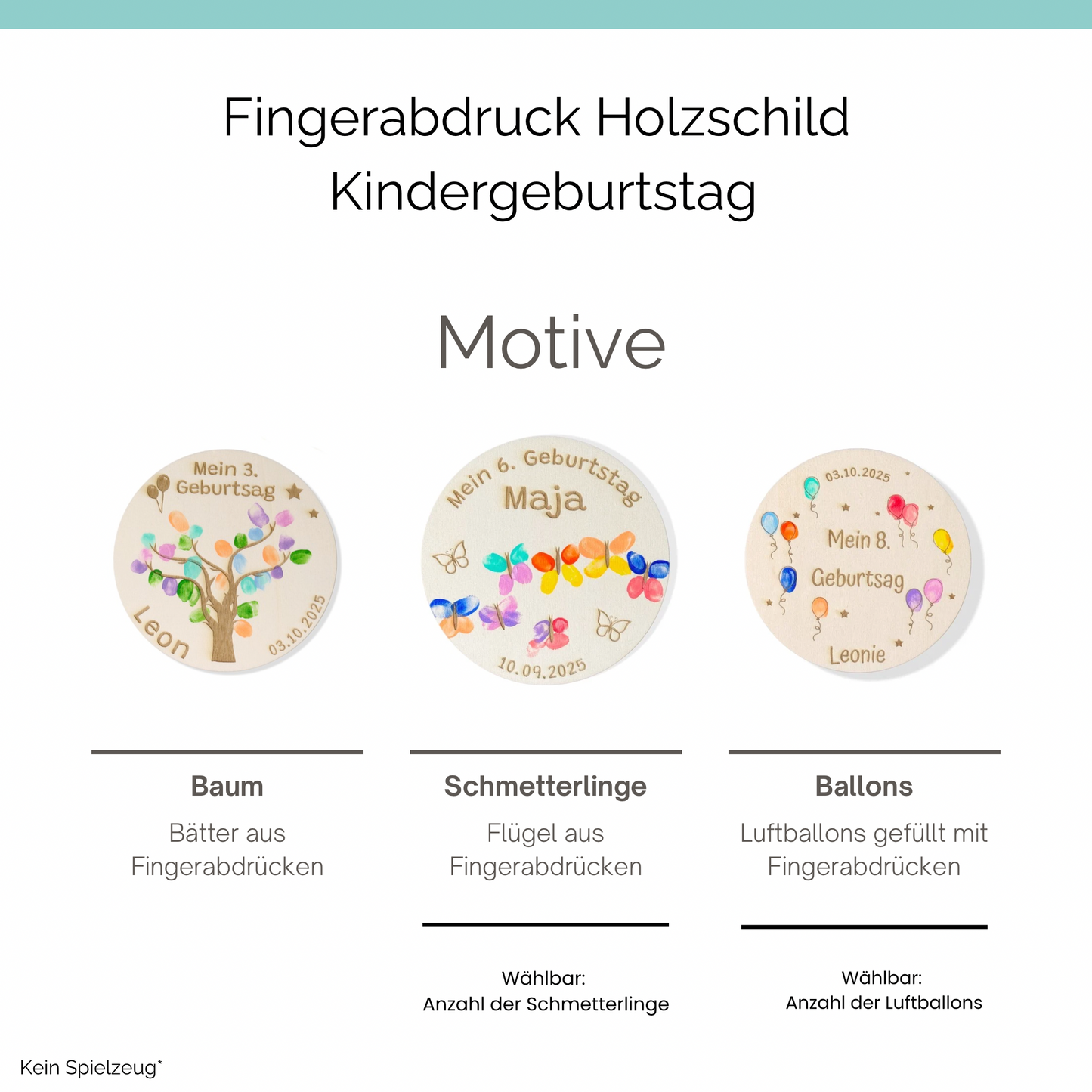 Fingerabdruck Bild aus Holz Kindergeburtstag personalisiert