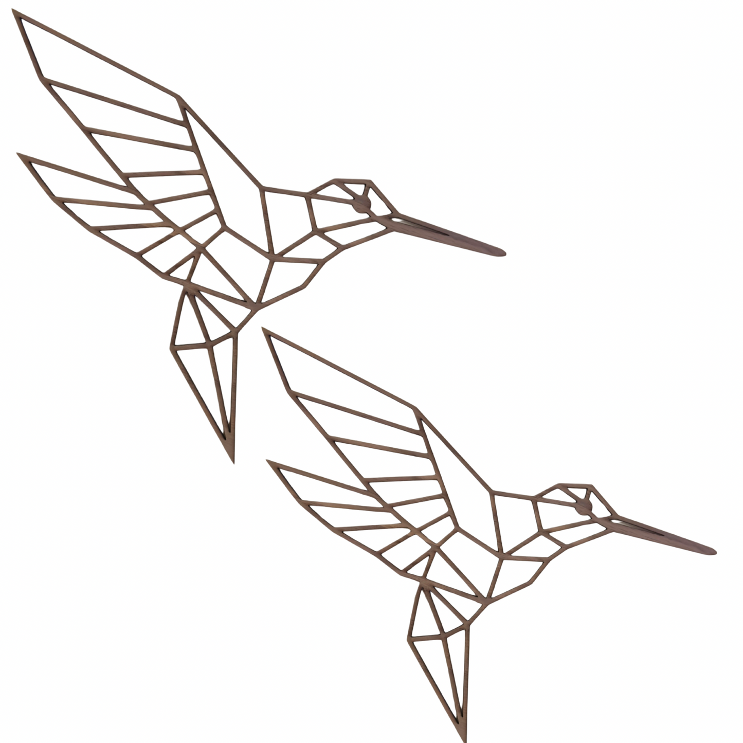 Lineart Vogel Dekoration aus Holz, Wanddekoration Kolibri – 2er Set, Vögel Walnuss