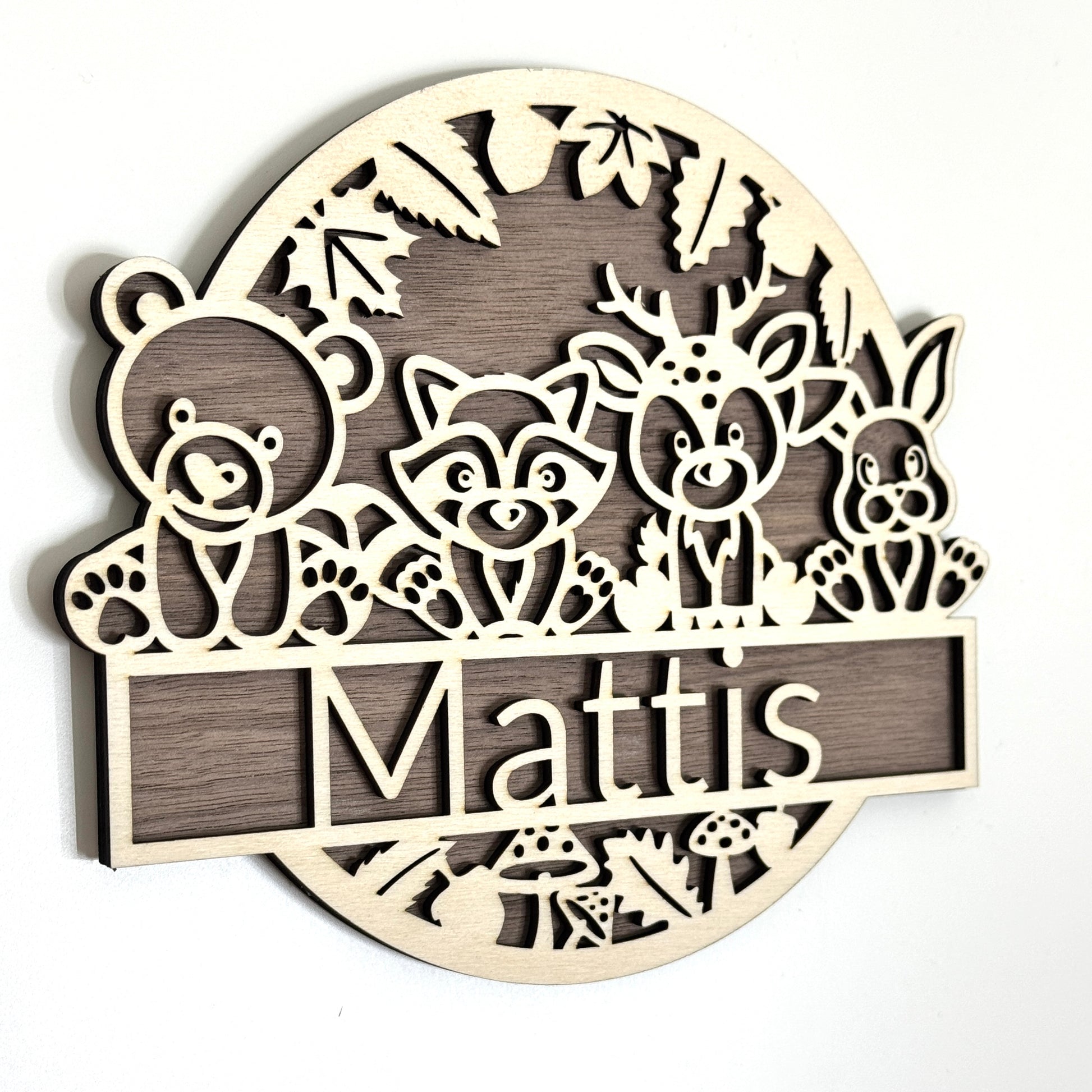 Kinderzimmer Namensschild Waldtiere aus Holz