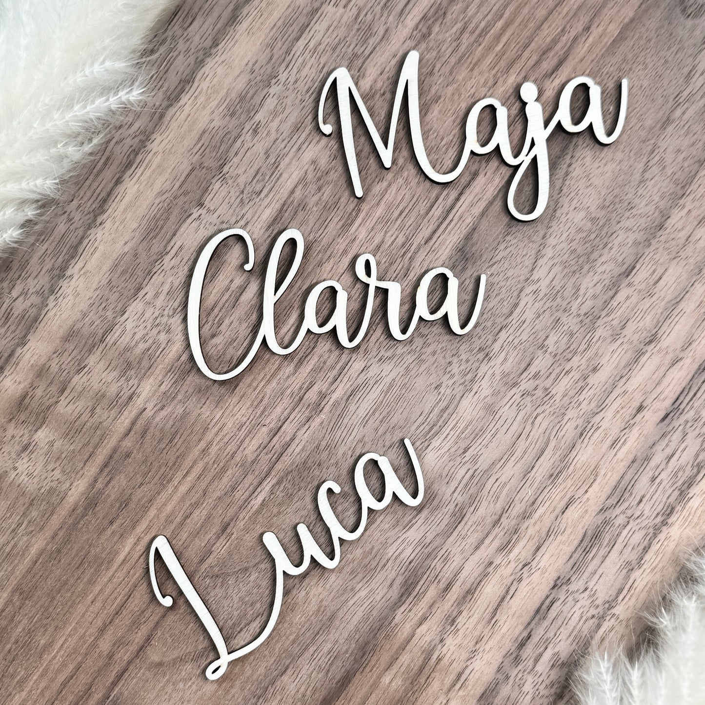 Tischkarten Personalisierte Namensschilder aus Holz – Stilvolle Platzkarten für Hochzeit, Taufe, Geburtstag & Feierlichkeiten Boho Tischdeko und Natur Stil