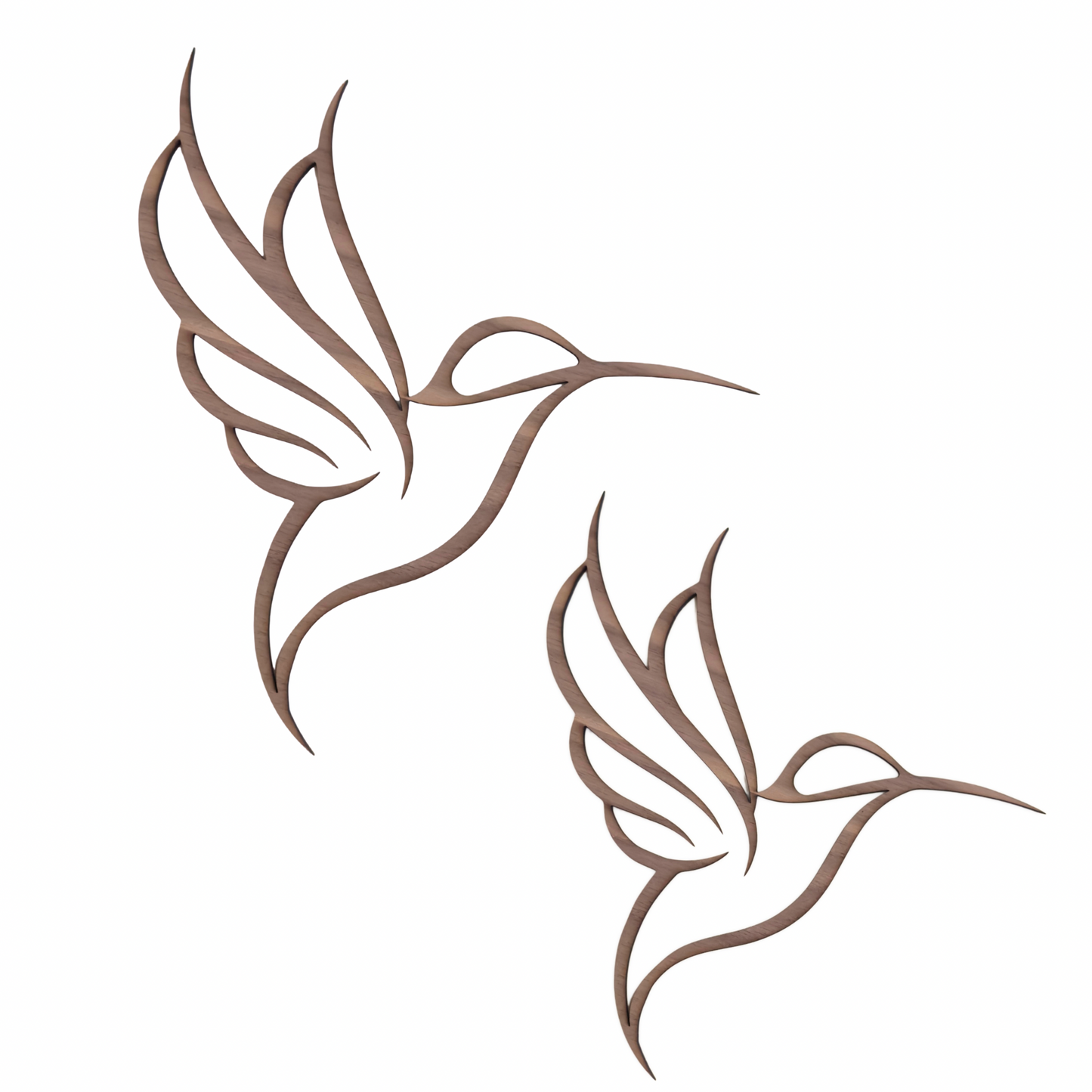 Lineart Vogel Dekoration aus Holz, Wanddekoration Kolibri – 2er Set, Vögel Walnuss