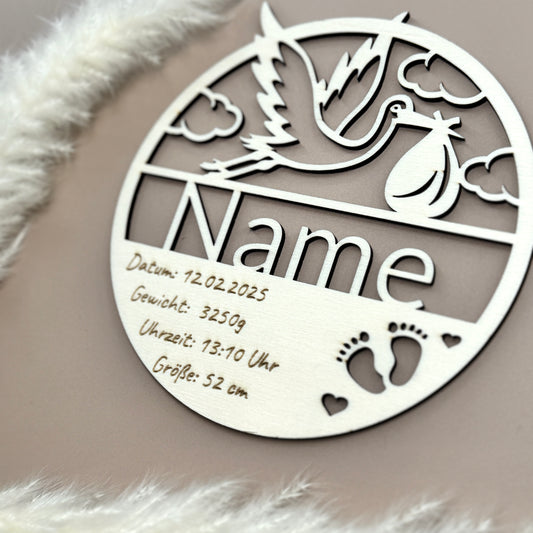 Personalisiertes Holzschild Geschenk zur Geburt
