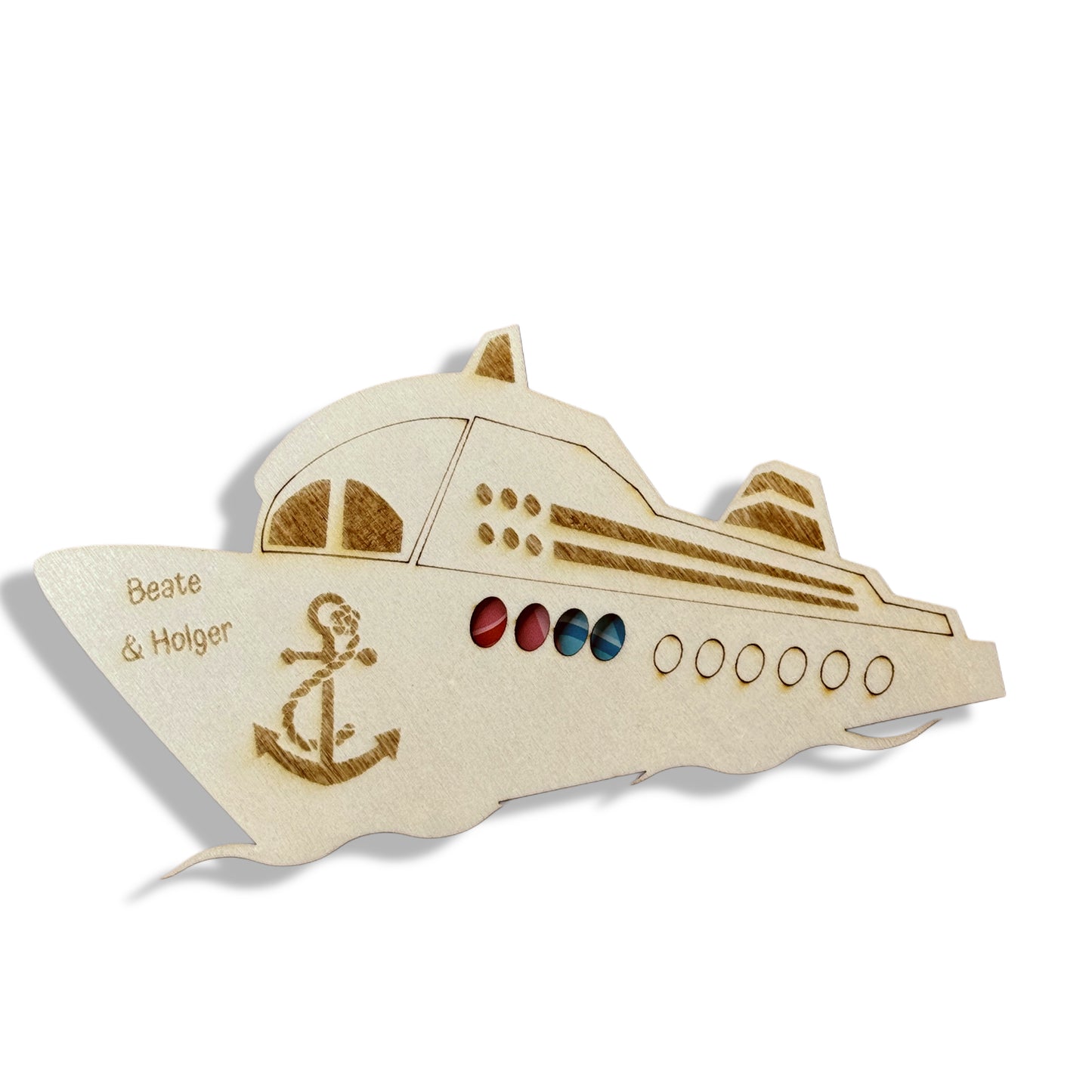 Kreuzfahrt Geldgeschenk aus Holz – personalisierte Geschenkverpackung für Reisen & Flitterwochen