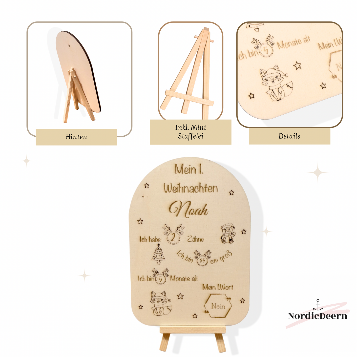 Mein 1. Weihnachten Meilenstein Tafel aus Holz