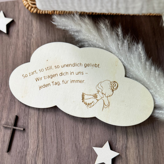 Personalisierte Wolke aus Holz - Erinnerung an ein Sternenkind – Ein stilles Gedenken - Frühgeburt