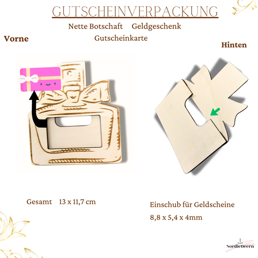 Gutscheinverpackung aus Holz | Parfüm Flakon Geldgeschenk