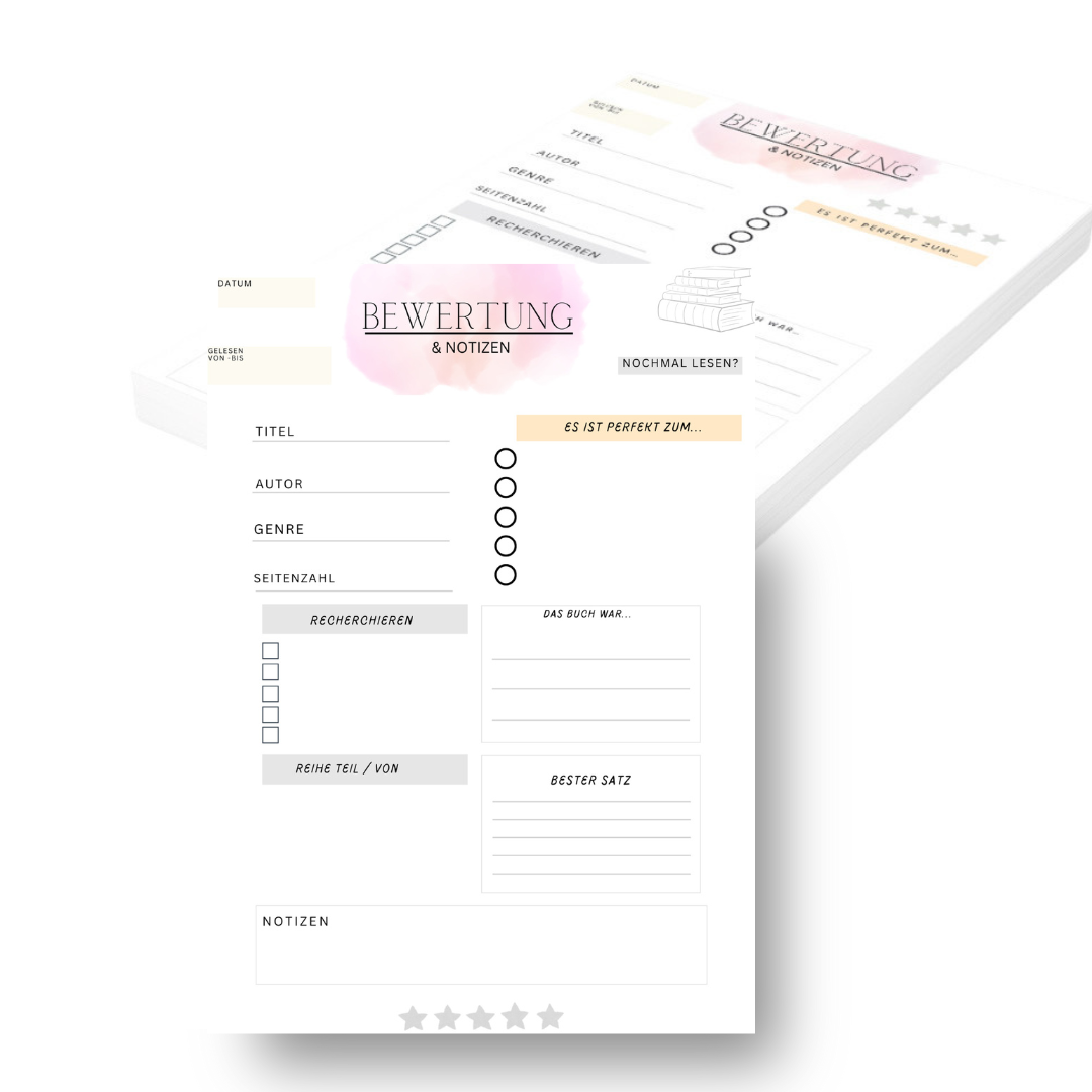 Notizblock A5 Buchbewertung rosa