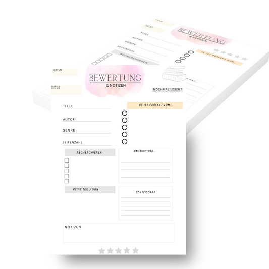 Notizblock A5 Buchbewertung rosa