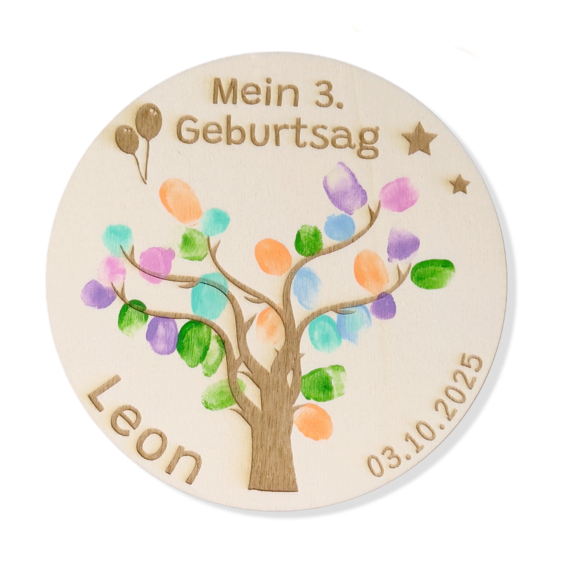 Fingerabdruck Holzschild Kindergeburtstag personalisiert ,  Alternative Leinwand , Baum