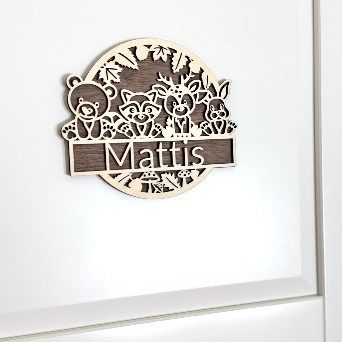 Namensschild Waldtiere aus Holz