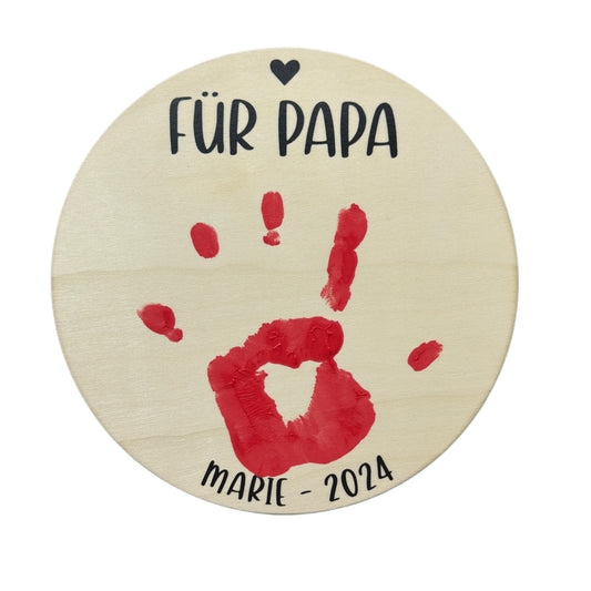 Holzschild Handabdruck – Geschenk für Papa Personalisiert