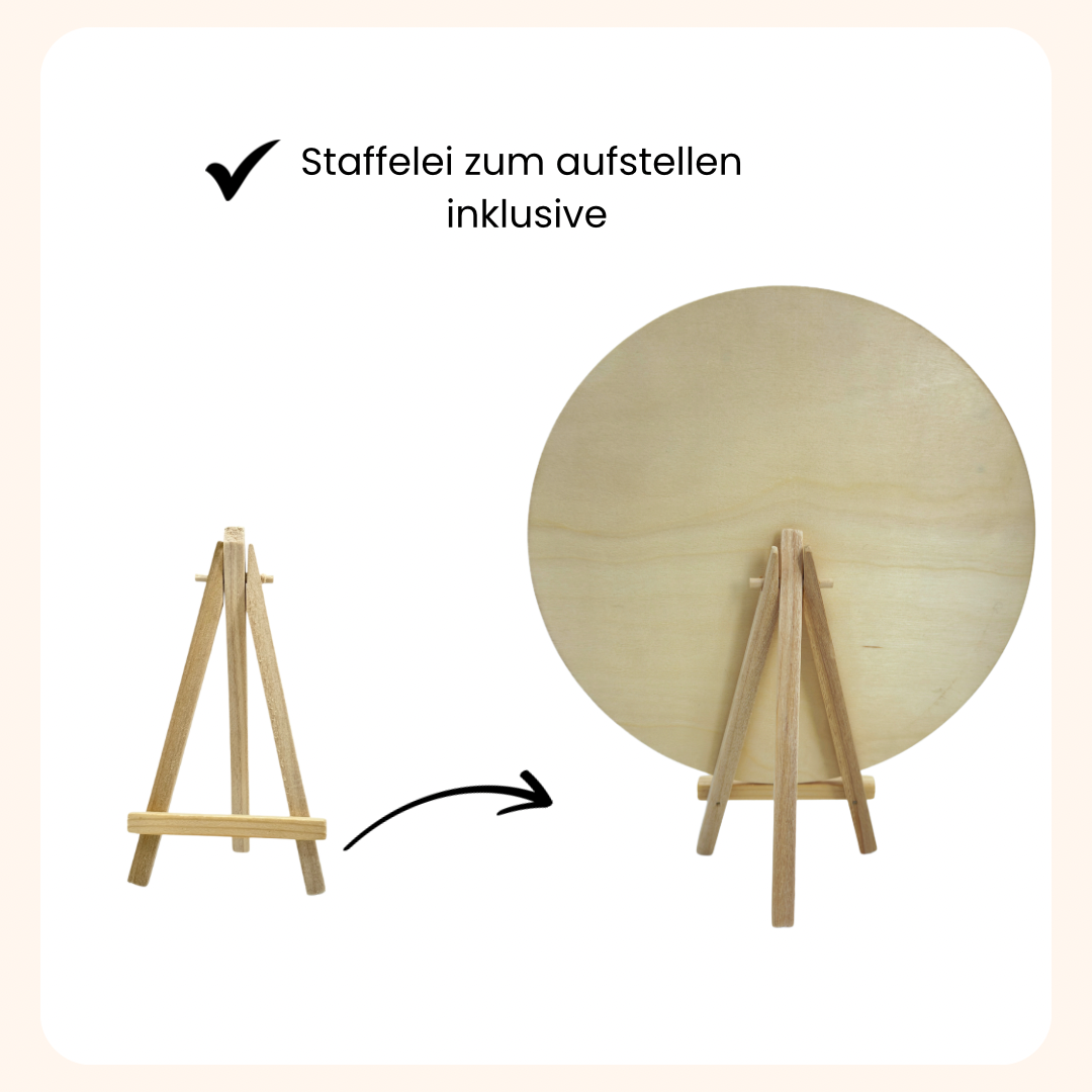 Holzschild mit Staffelei