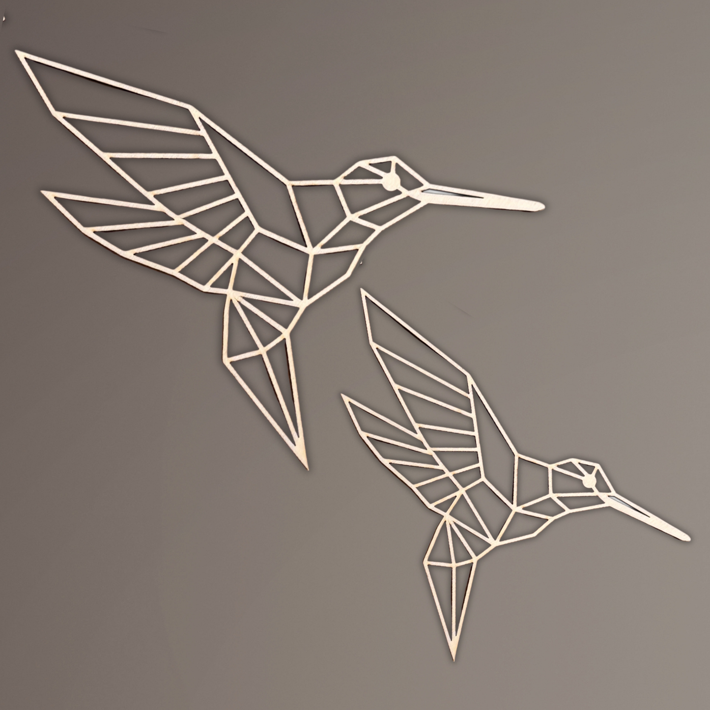 Geometrische Vogel Wanddekoration aus Holz – 2er Set, Line Art Vögel