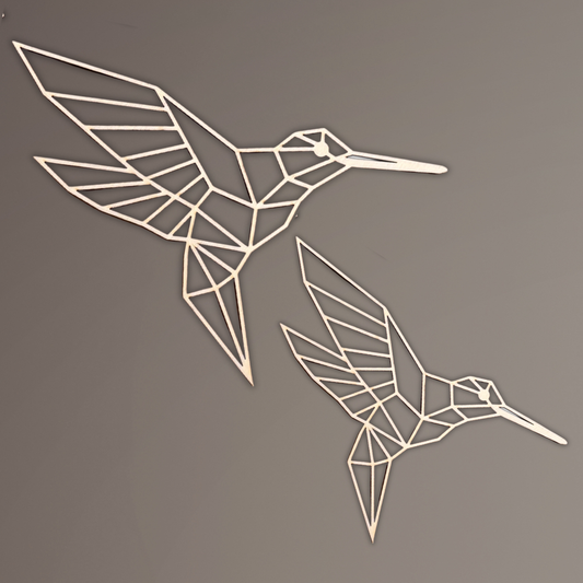 Geometrische Vogel Wanddekoration aus Holz – 2er Set, Line Art Vögel