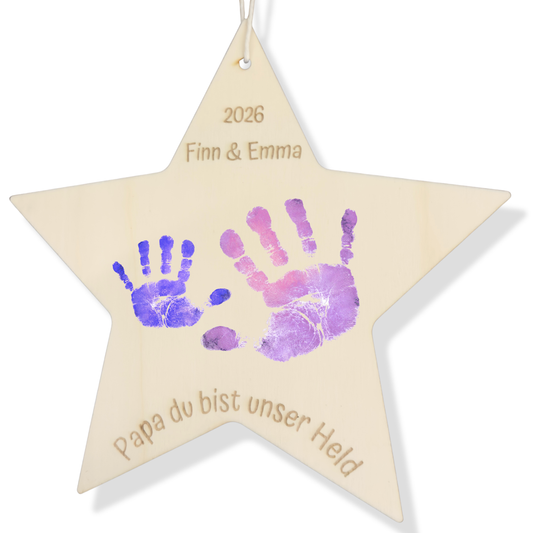 Geschenk für Papa Handabdruck Personalisiertes Holzschild zum Geburtstag und zum Vatertag